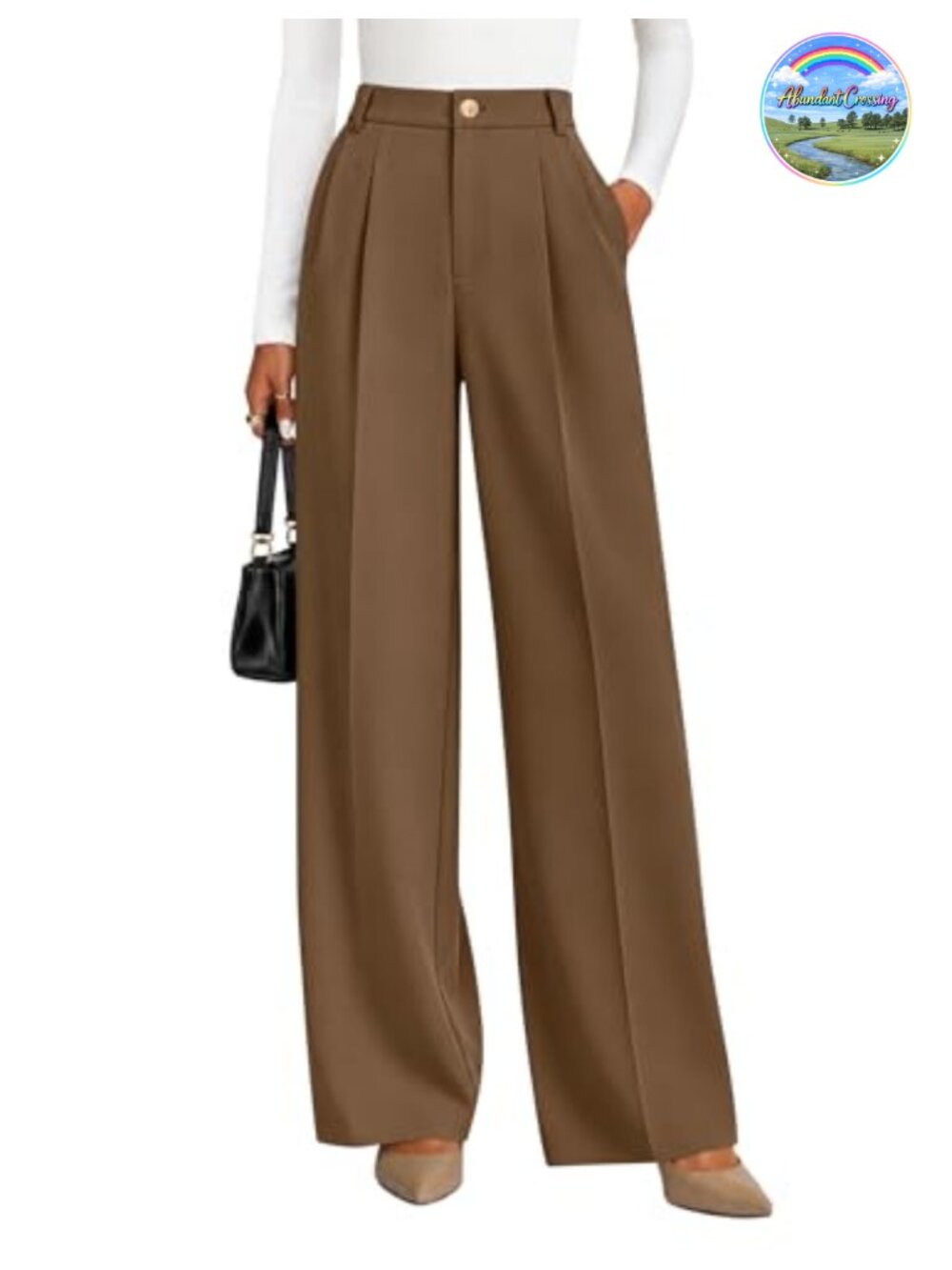 Women's Wide Leg Pleated Work Pants Business Casual Office Trousers